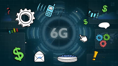 Animation of 6G Technology and Business Icons Digital Interface