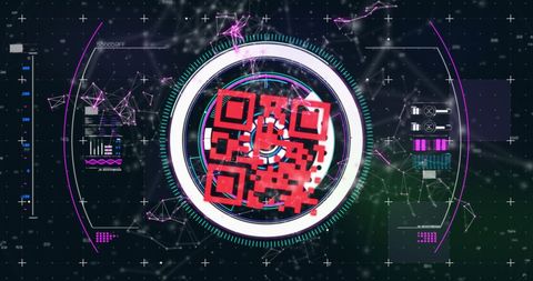 QR Code with Digital Network Interface Display - Download Free Stock Images Pikwizard.com