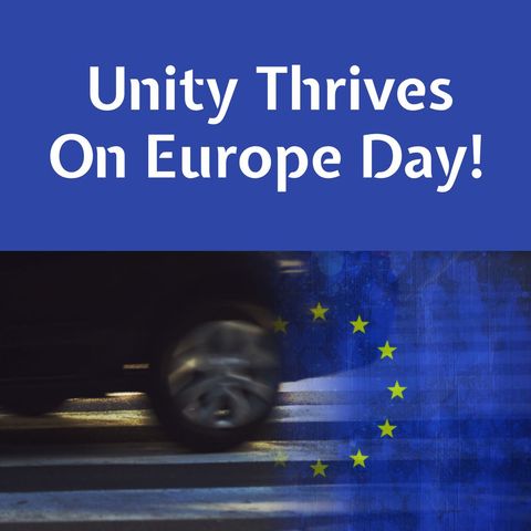 europe day celebration with eu flag and passing car - Download Free Stock Templates Pikwizard.com