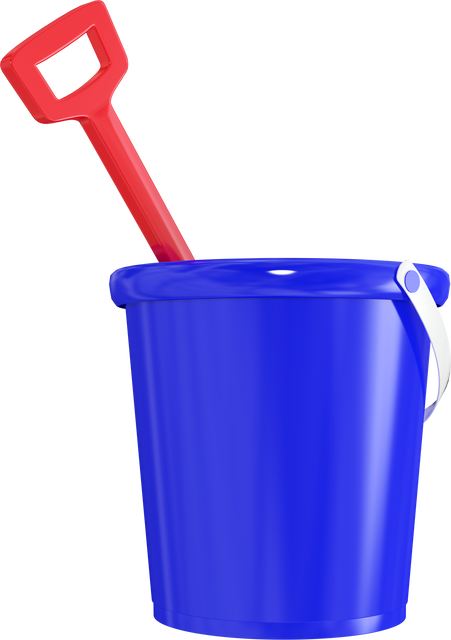 Transparent Blue Beach Bucket with Red Shovel Close-up - Download Free Stock Videos Pikwizard.com