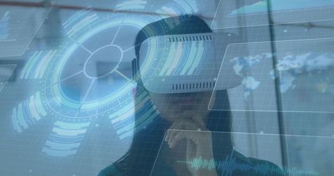 Woman Engaged in Global VR Data Interface - Download Free Stock Images Pikwizard.com
