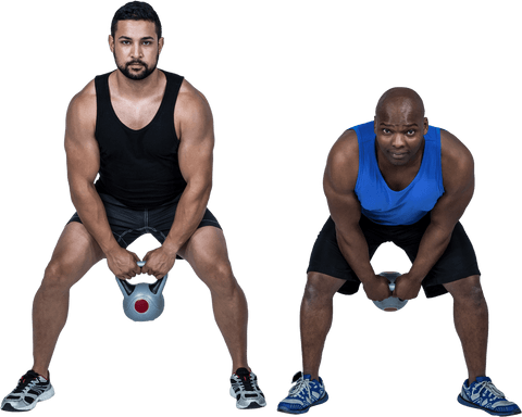 diverse men with kettlebells in transparent background fitness session - Download Free Stock Videos Pikwizard.com
