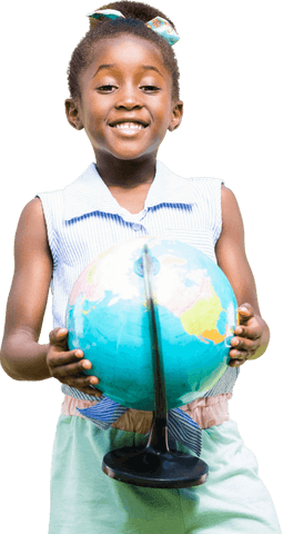 Transparent Background Girl Smiling Holding Globe Learning Geography - Download Free Stock Videos Pikwizard.com