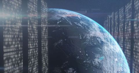 earth rotating amid futuristic binary data interface - Download Free Stock Images Pikwizard.com