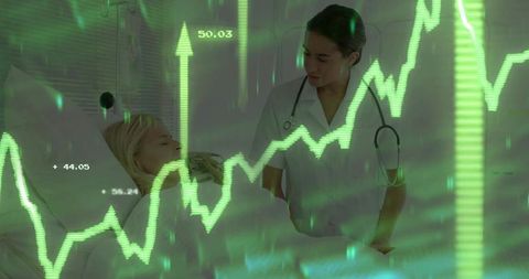 Healthcare Professional Analyzing Financial Data in Hospital Setting