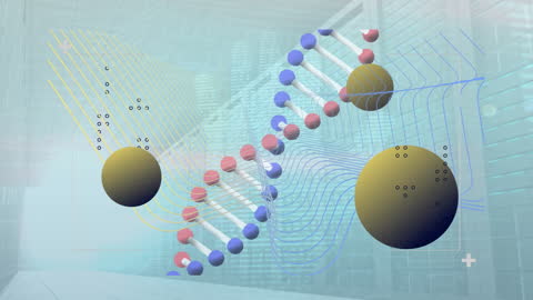Abstract DNA Helix with Molecules Technology Illustration