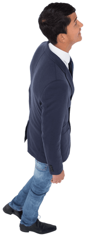 Biracial Businessman Standing in Blue Suit on Transparent Background