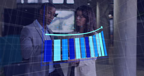 Digital Graph Overlay Shows Business Progress