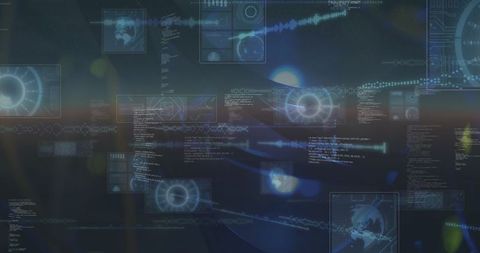 Futuristic Digital Interface Panels with Data Streams on Dark Background - Download Free Stock Images Pikwizard.com