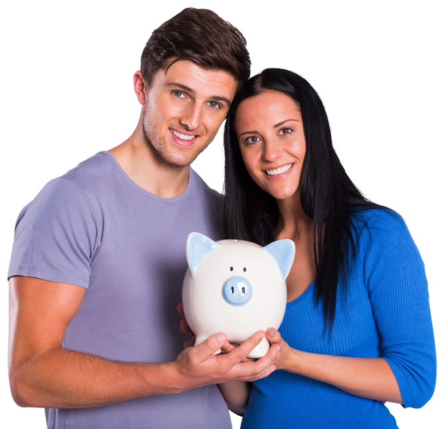 Transparent Background of Happy Couple Holding Piggy Bank - Download Free Stock Videos Pikwizard.com