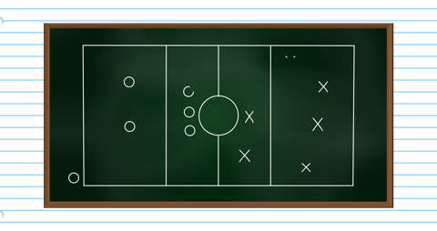 Strategic Play Diagram on Green Chalkboard Background