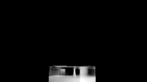Slow Motion Milk Drop Splashing against Black Background