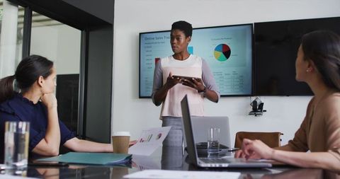 African American Businesswoman Leading Presentation for Colleagues