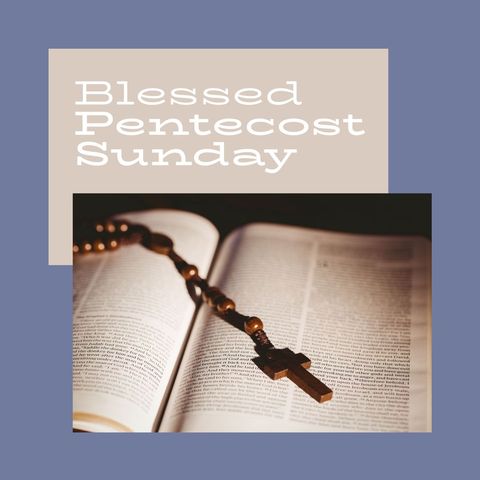 rosary laying on open bible with pentecost sunday message - Download Free Stock Templates Pikwizard.com