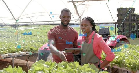 Innovative team utilizing digital technology in sustainable farming
