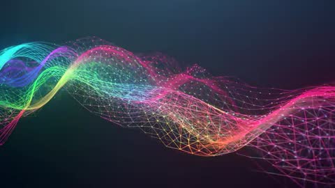 Dynamic Digital Mesh Wave on Dark Background