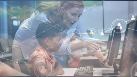 Teacher Guiding Student in Digital Classroom Network