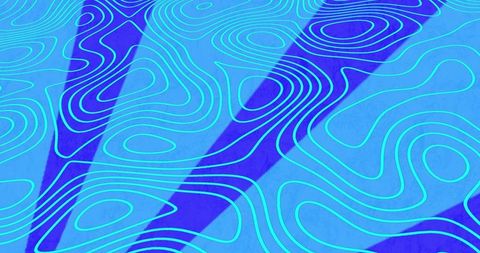 Futuristic neon contour lines on geometric light blue background
