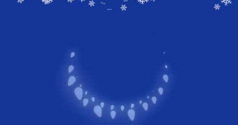 Christmas Snowflakes and Fairy Lights on Blue Background