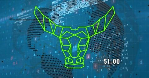 Digital Bull Head on Data Globe Background Representing Crypto Finance - Download Free Stock Images Pikwizard.com