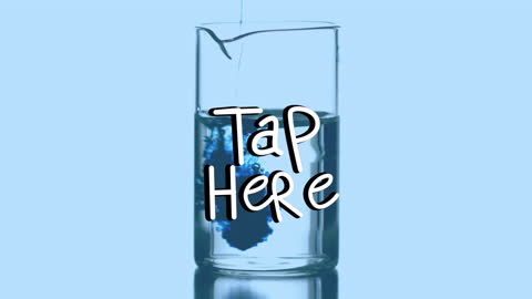 Reagent Pouring into Beaker on Blue Background