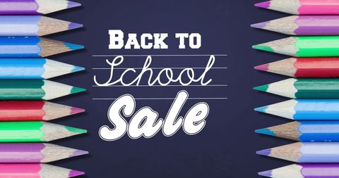 Back to School Sale with Colorful Pencils on Purple Background