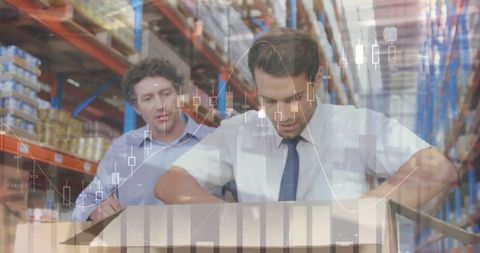 Warehouse Operations with Digital Data Overlays - Download Free Stock Images Pikwizard.com