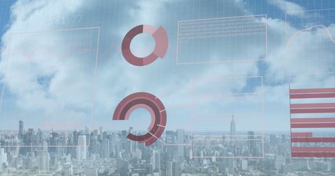 Augmented Reality Financial Data Over Urban Cityscape