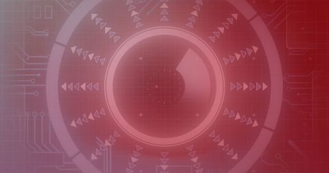 Futuristic Circular Digital Data Interface on Red Background - Download Free Stock Images Pikwizard.com