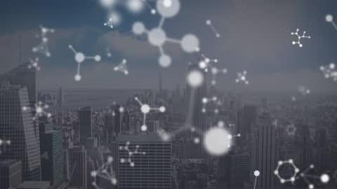 Futuristic Cityscape with Digital Interface Concept