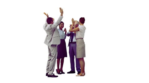Diverse Team Celebrating Success with Enthusiastic Clapping