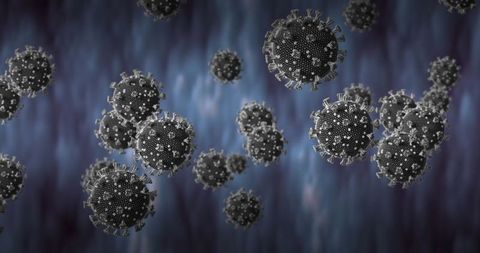 Microscopic View of Floating Viral Particles in Fluid