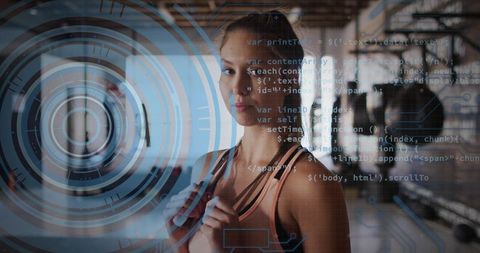 Fitness Technology Integration for Boxer Woman in Industrial Gym Setting