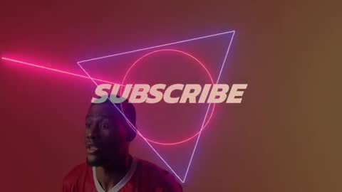 Man in Neon Glow Display with Subscribe Text Digital Artwork