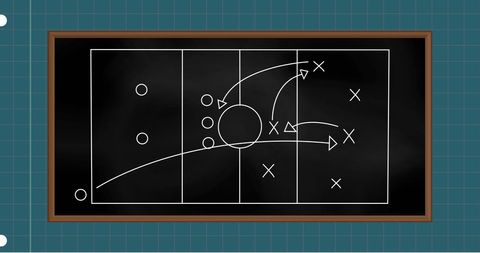 Chalkboard Sports Strategy Play with Graph Presentation