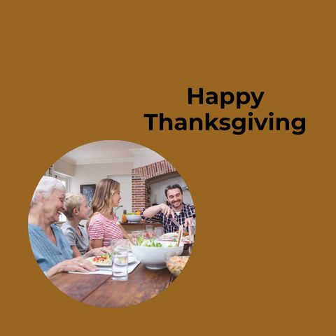 happy family celebrating thanksgiving together at dinner table - Download Free Stock Templates Pikwizard.com