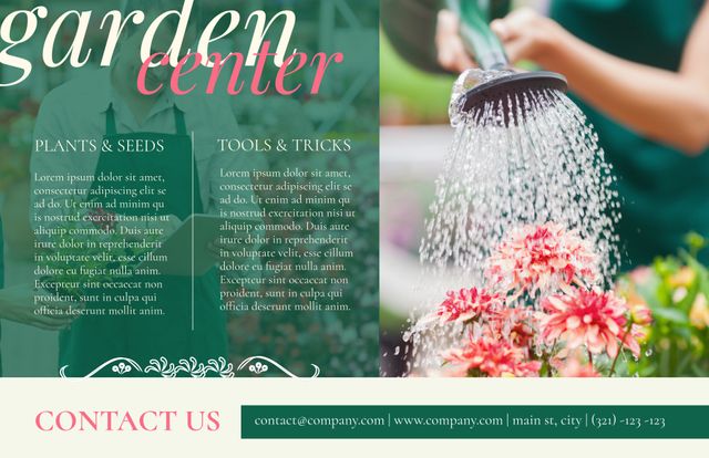 Creative Garden Center Flyer with Vibrant Flowers and Watering Tool - Download Free Stock Templates Pikwizard.com