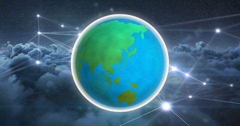 Earth Model with Pulsating Neural Networks and Clouds - Download Free Stock Images Pikwizard.com