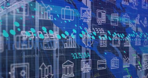 Global business technology concept with digital interface