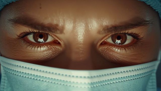 Focused medical professional gaze inside operating room