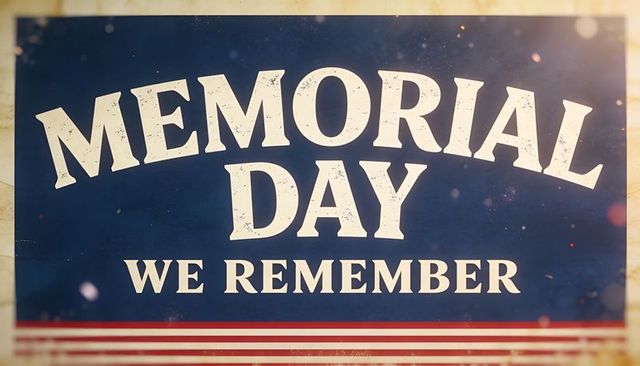 Vintage memorial day poster remembering fallen heroes with distressed flag stripes