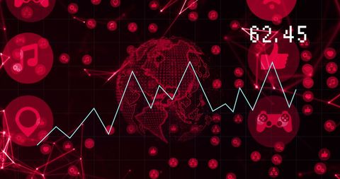 dynamic digital interface with data graph over globe - Download Free Stock Images Pikwizard.com