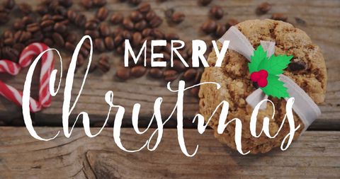 Festive Merry Christmas Greeting with Cookies and Candy Canes