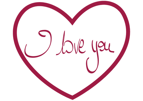 Digital illustration of pink heart with 'I love you' text features romantic and affectionate elements. Perfect for Valentine's Day cards, love letters, scrapbooking, or digital design projects that celebrate romance or special occasions.