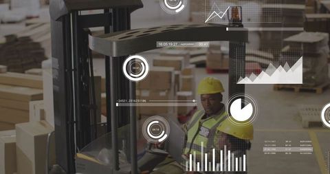 Warehouse Automation: Team Operating Forklift with Data Overlays