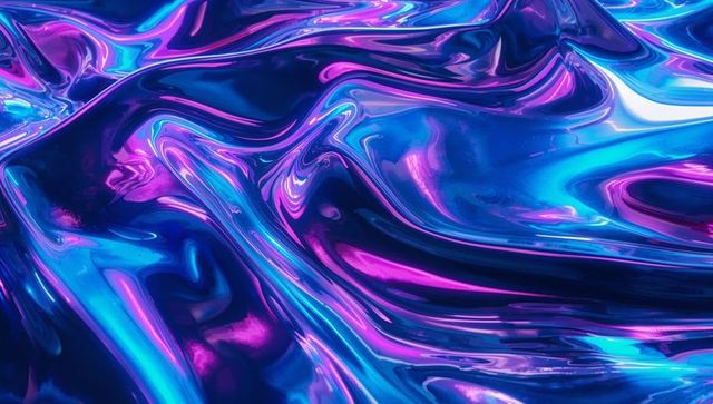 Vibrant neon fluid waves in futuristic abstract art