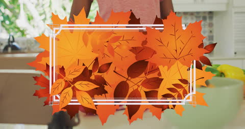 Autumn-Themed Frame with Colorful Fall Leaves Decoration