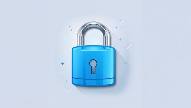 Blue Padlock Icon Representing Data Security, Privacy and Encryption