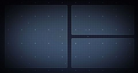 Digital Interface with Grids and Rectangles Over Black Background