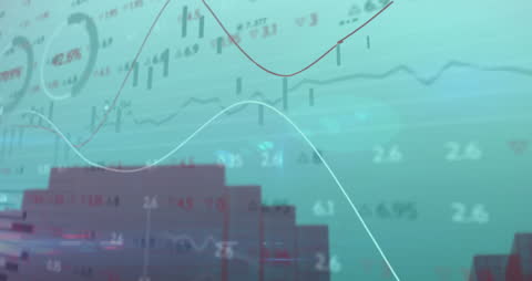 Abstract Graphs with Financial Data Animation in Blue